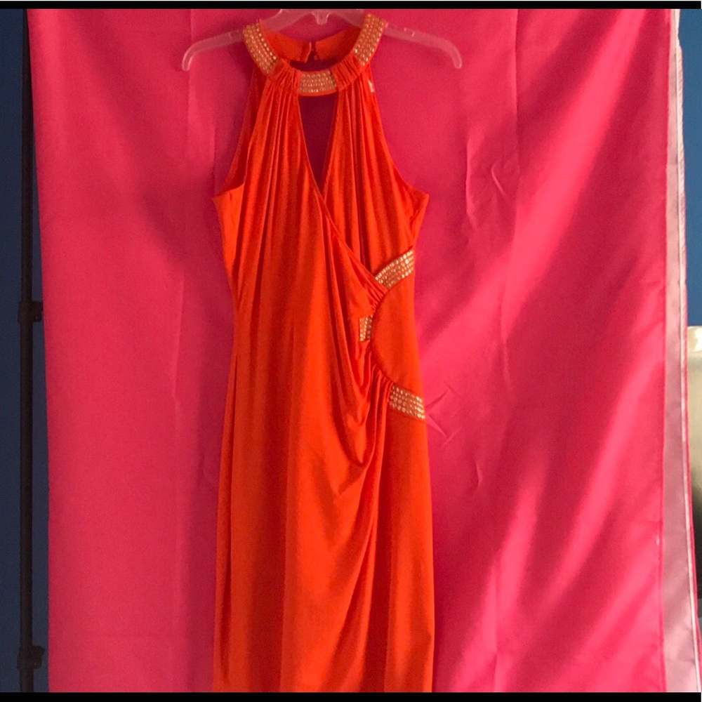 Orange faux wrap dress